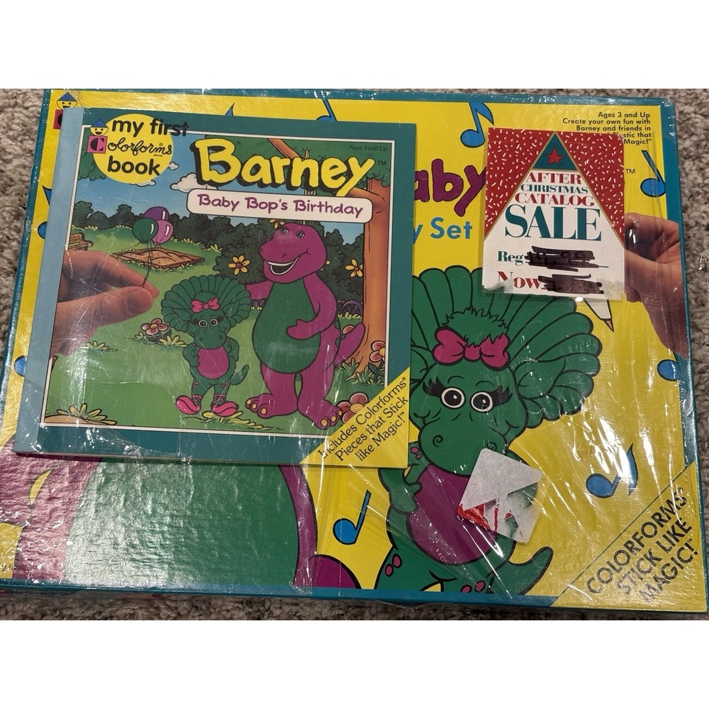 Barney My First Colorforms Book Baby Bop's Birthday Deluxe Set Vintage NEW